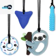 Chewy Necklace Sensory Toys for Autism | 4-Pack Silicone Chew Necklaces for Kids