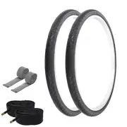 PRO+ Bicycle 26" x 1.50" All Black Slick TREAD (2) 26" Tires,Tubes,Strips