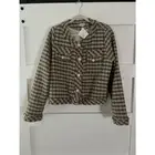 New Pol tweed green and orange plaid button front blazer size large