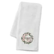 Pilbeam Living White Floral Bee Cotton Hand Towel Absorbent 42x65cm Washer Cloth