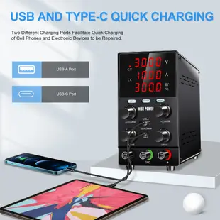 Nice-power 快速充電可調直流電源,帶 USB Type-C 端口 12V 24V 48V 60V 30V 10