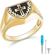 DAOSHANG S925 Sterling Silver Cross Cremation Jewelry for Ashes, Urn Ring Holds Loved Ones Ashes Cremation Keepsake Ring Jewelry for Women Men