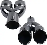63mm/2.48'' Universal Double Outlet Car Exhaust Tailpipe Muffler Tube Stainless Steel Slip On Black Style