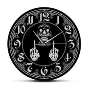 Skeleton Middle Finger Scary Wall Clock Funny Vulgar Offensive Rude Middle