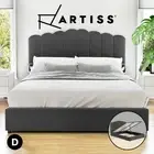 Artiss Bed Frame Double Size Gas Lift Mattress Base Storage Velvet Grey FION