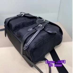 二手精品 Prada 普拉達 1BZ677 Backpack 黑色 小牛皮後背包 雙肩包