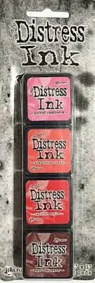 TIM HOLTZ DISTRESS MINI INK PADS KIT #RED~4 COLOURS CODE TDPK72928-B7