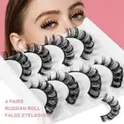 Faux Mink Lashes Fake Eyelashes Russian Strip Lashes D Curl False Eyelashes