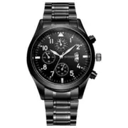 Watches Men Fashion Stainless Steel Band Sports Watch With Calendar Black