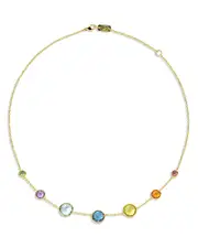 Ippolita 18K Yellow Gold Lollipop Rainbow Multi Stone Bezel Collar Necklace, 16-18