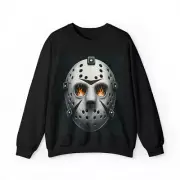 Crewneck Sweatshirt Retro Style Hockey Goalie Mask Sports Throwback Streetwear