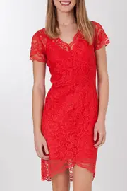 Arabella High Low Fitted Lace Dress--VER-ARA-CDL