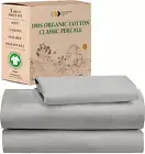 Twin Sheets Set, 100% Organic Cotton Sheets, Deep Pockets Percale Sheets, GOTS C