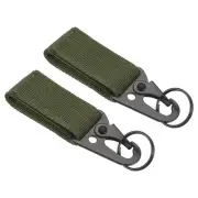 Belt Keeper Key Ring, 2Pcs Nylon Webbing Strap Gear Buckle Key Chain Green