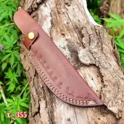 Handmade Genuine Leather Sheath Fixed Hunting Blade Knife Engraved Belt Loop