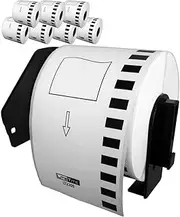 LiteTite DK-2205 (8 Rolls) Continuous Length Paper Tape Labels, Compatible with Brother P-Touch QL-Series, 2.4 (2-3/7) Inches (62mm) by 100 ft, Includes (1) Snap-On-Frame (LT2205)