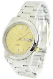 Seiko 5 Automatic Golden Dial Day/Date Stainless Steel SNKK13K1 30M Mens Watch