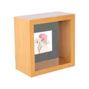 Nicola Spring 3D Deep Box Photo Frame - 4 x 4" with 2 x 2" Mount - Light Wood