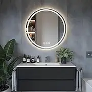 FTL Round LED Bathroom Mirror 800mm, Round Bathroom Mirror with Light, 80cm Wall Mounted LED Mirror with 3 Colours, Dimmable Anti-Fog Memory Function and Shatter-Proof LED Mirror for Bedroom