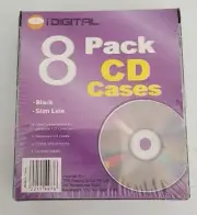 I Digital 8 Pack CD Cases Black with Clear Front Brand New/Sealed