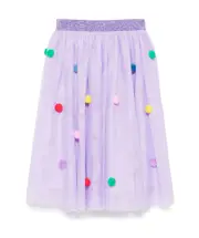 pompom detail skirt 8Y Lavender purple
