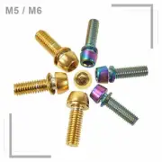 6PCS M5/M6 * 18mm MTB Road Bike Stem Screw Bolts Titanium Plated Stainless Steel