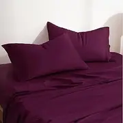 100% Long Stamp Cotton Pillow Cases Only Set of 2-48x74CM Pillowcases with Envelope Closure,Breathable and Soft Bed Pillow Cases (Plum, 48 * 74cm Set of 2)