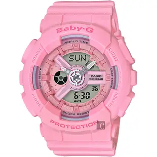 CASIO 卡西歐 Baby-G 花朵系列雙顯手錶 送禮推薦-玫瑰粉/46.3mm BA-110-4A1