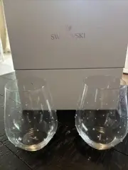 New in Box SWAROVSKI Set of 2 Stemless Wine Glasses #5347321