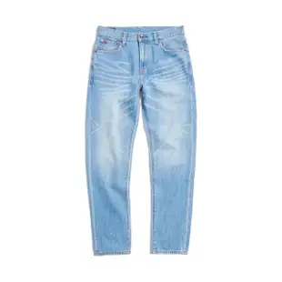 【EDWIN】男裝 紅標 寬版錐形牛仔褲(漂淺藍)