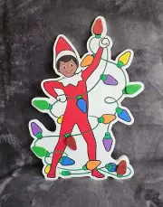 New large Christmas Elf on the shelf Boy Cut Out Wall decor, 13×18