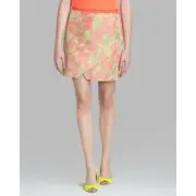 TED BAKER NWT Keleche Neon Coral Jacquard Wrap Skirt // 2