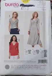 Burda 6911 Sewing Pattern Dress Top Size 8-20, Uncut