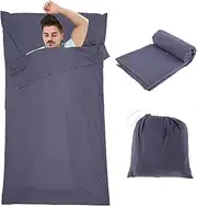 Sleeping Bag Liner with Pillow Pocket Soft Sleeping Bag Portable Travel Camping Sheet Breathable Hotel Hiking Sleeping Sack Sheet Camping Backpacking 45.28×82.68inch
