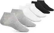 [PINO VICINO] Trainer Socks, Pack of 6, Unisex Women's and Men's Running Socks, Plain Breathable Cotton, Polyamide and Elastane