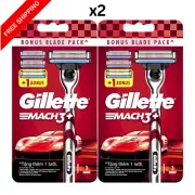 2x GILLETTE MACH 3 + 3 Cartridge B Razor 1 Handle + 3 Replacement Cartridge NEW