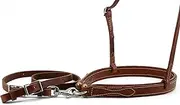 Jeereal Round Nose Caveson Rolled Adjustable Noseband with Leather Horse Tie Down Strap for Horses Efficient Horse Training Aid | Premium Heavy Oiled Harness Leather | Reinforced Stitching