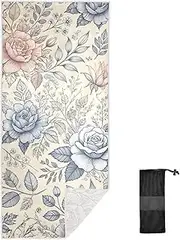 Joitme Floral Porcelain Blue Kids Towel, M Size, Kids Bath Towels, Sand Free Beach Towel