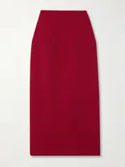 [Emilia Wickstead] Emilia Wickstead - Idelia Smocked Satin Midi Skirt - Red - UK 16 UK 16 Red