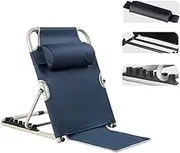 Bed Backrest Adjustable Stable Support Foldable Chair with Pillow for Elderly Disability (Blue)