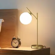 Globe Table Lamp with Milky White Glass Globe Shade - Contemporary Brass Meta...