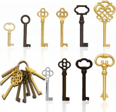 Skeleton Key Set, 10-Keys Universal Skeleton Keys Replacement for Vintage Old Fu