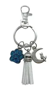 Paw Print Charm, Purse Charm, Cat & the Moon Backpack Charm, Cat Charm Key Chain