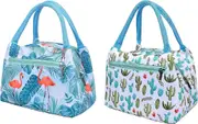 Lunch Bags Tote Bags Waterproof Canvas Lunch Box Bags Picnic Snack Organizer 2pcs