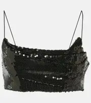[Alex Perry] Alex Perry Sequined crop top AU 4 black