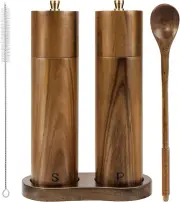 Wooden Salt and Pepper Grinder Set 8 Inch Manual Salt and Pepper Mill Set of 2