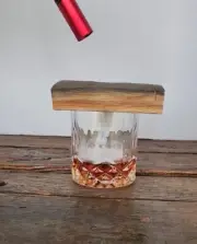 Oak Barrel stave cocktail smoker refillable butane torch 2 oz wood chips Natural