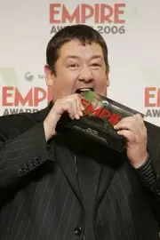 Johnny Vegas poses awards room award he presented to Johnny Depp v- Old Photo 3