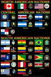 World Nation Flag Poster, Asian, European, Caribbean, Australian America Nation