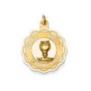14k Yellow Gold First Holy Communion Pendant